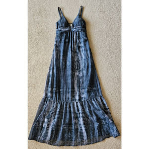 Eyelash Couture Women's Black & Gray Tie Dye V-neck Maxi Dress. Size M